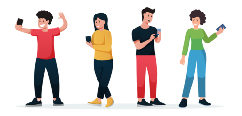 group of people using smartphone