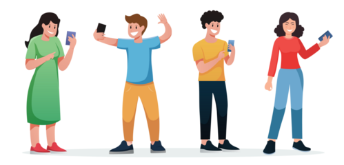 group of people using smartphone