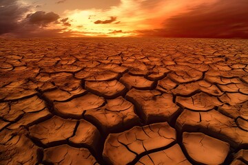 Cracked dried earth soil. Ground texture. Drought or dry land. Generative AI