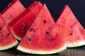 Sliced sweet watermelon of red color