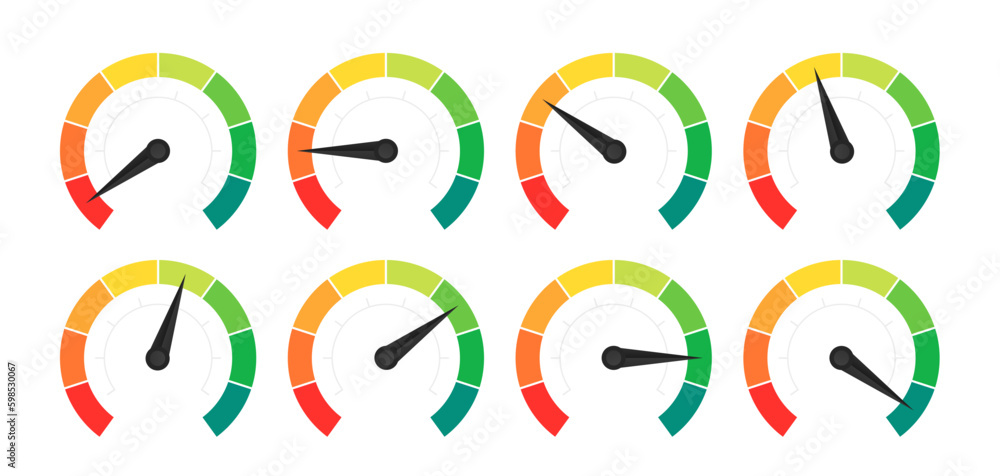 Aufkleber set of speed performance gauges. gas tank gauge. oil level bar. risk meter. satisfaction meter. spee