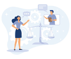 Legal outsourcing concept, Litigation support, attorney assistant, forensic accounting, law firm, affidavit, flat vector modern illustration