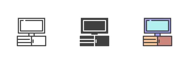 Tv stand different style icon set