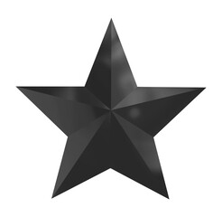 Black silver christmas star isolated on white background.