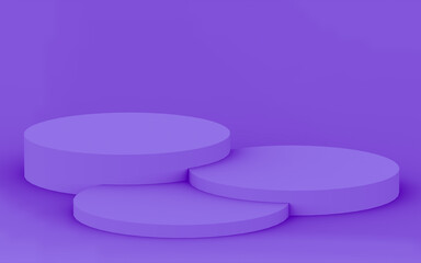 Abstract 3d purple violet color cylinder podium minimal studio background.