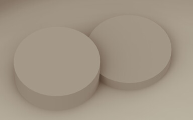 Abstract 3d brown color cylinder podium minimal studio background.