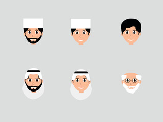 Set of different faces, with Arabic style