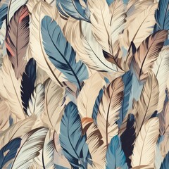 Seamless background of bird feathers. AI generated
