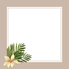 Vector tropical leaves and flower composition isolated on white background