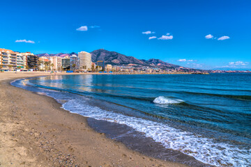 Fuengirola beach Playa de San Francisco Costa del Sol Spain tourist destination on Mediterranean blue sea