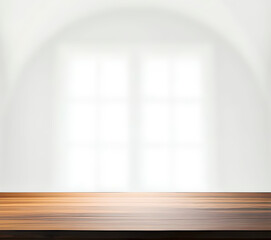 Empty wooden table and window room interior decoration background, Mock up for display of product. 