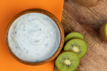 Delicious Fresh Cow's milk Yogurt with Kiwi slices