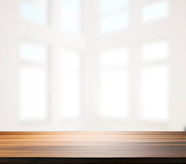 Empty wooden table and window room interior decoration background, Mock up for display of product. 