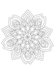 Coloring book page for adult and kids. Cute doodle composition with abstract flowers and leaves