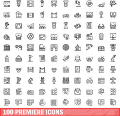 100 premiere icons set. Outline illustration of 100 premiere icons vector set isolated on white background