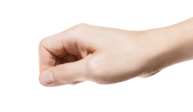 Hand holding something or nipping, cut out