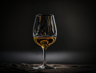 wine bottle and glass in dark background. Illustration AI Generative