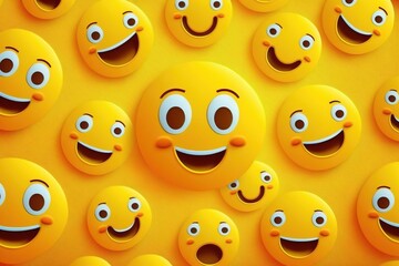 Happy yellow emojis pattern background