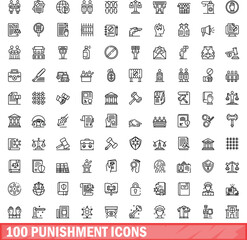 100 punishment icons set. Outline illustration of 100 punishment icons vector set isolated on white background