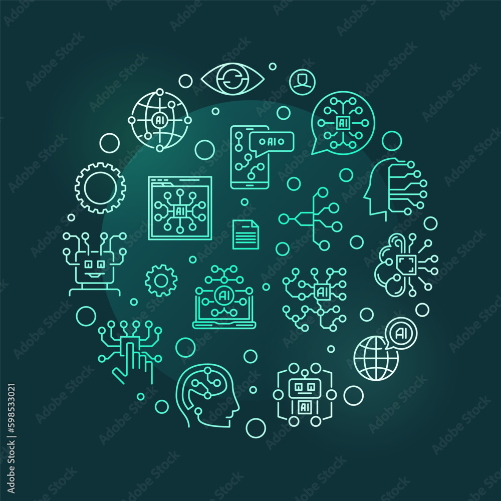 Poster artificial intelligence ai concept vector round line modern banner