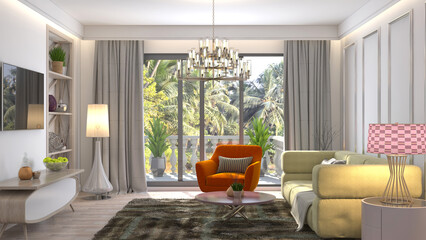 Interior of the living room. 3D illustration