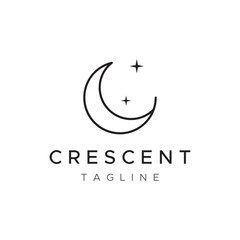 Logo design template crescent and star with modern concept isolated on background. © Mujiyono