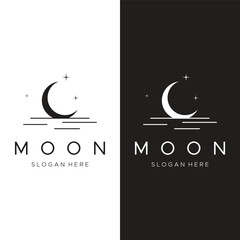 Logo design template crescent and star with modern concept isolated on background. © Mujiyono