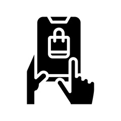 Fototapeta premium Online Shopping glyph icon for commerce and shopping, online store, ecommerce, purchase, smartphone, buy, app logo