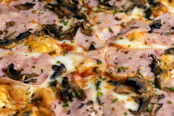 delicious homemade fast food pizza with mushrooms