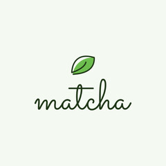 matcha logo typography in line art style