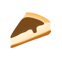 Chocolate Flavor Cheese Cake Slice vector illustration logo