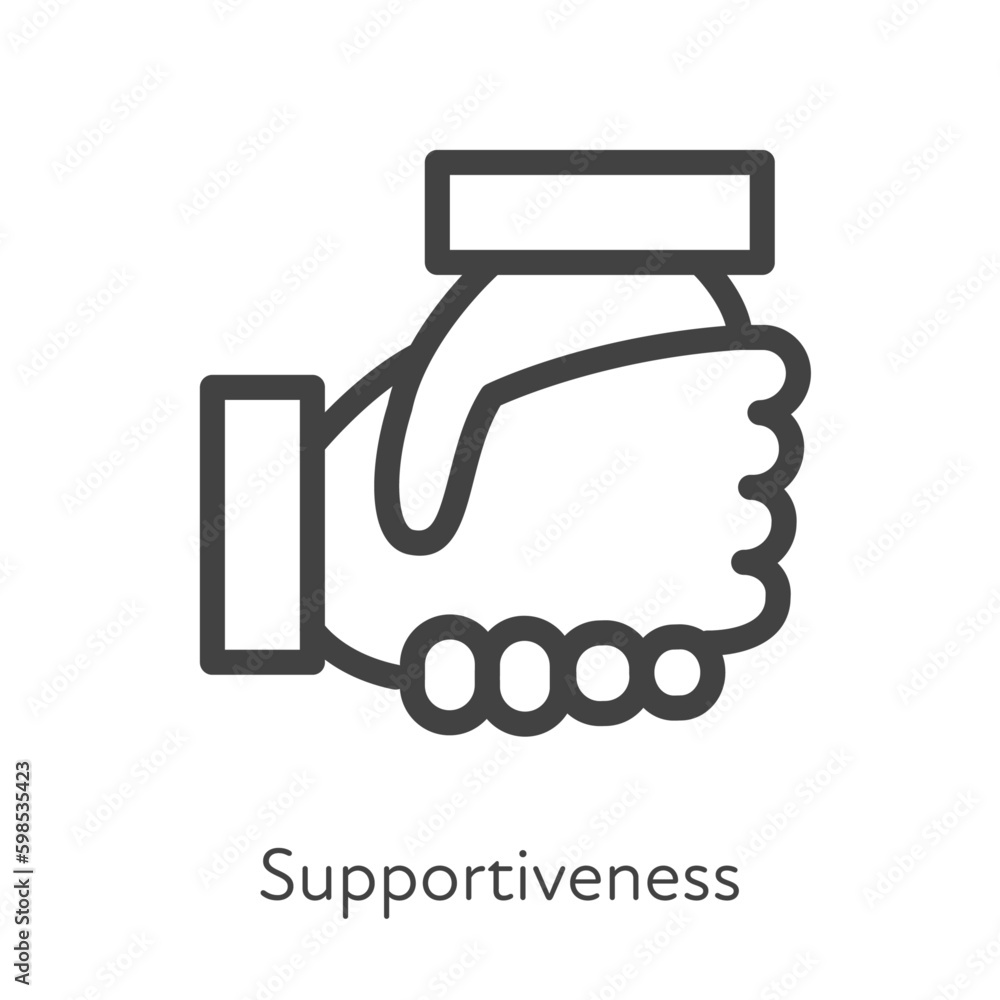 Poster outline style ui icons soft skill for business collection. vector black linear illustration. support