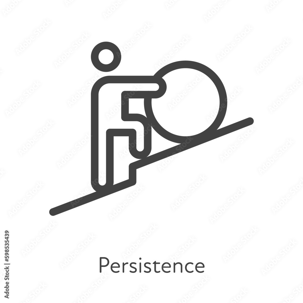Poster outline style ui icons soft skill for business collection. vector black linear illustration. persist