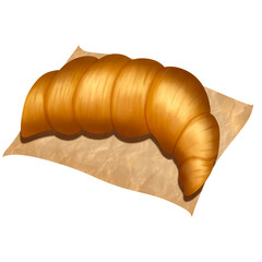 Watercolor Croissant Illustration Isolated on Transparent Background