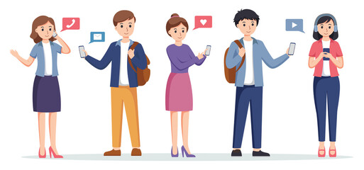Fototapeta premium group of people using smartphone