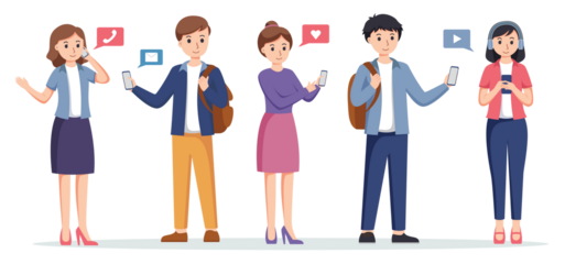 group of people using smartphone