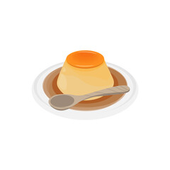 Ready to eat Purin Japanese Custard Pudding Illustration logo