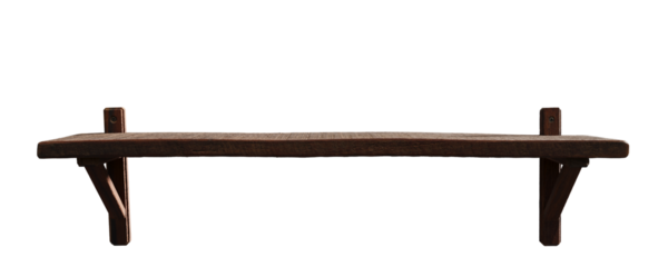 Empty wooden vintage shelf on transparent background