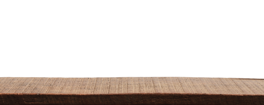 Empty wooden table on transparent background