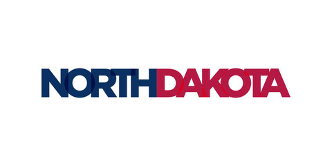 North Dakota, USA typography slogan design. America logo with graphic city lettering for print and web.