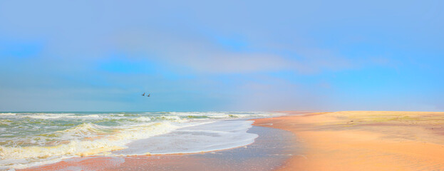 Namib desert with Atlantic ocean meets near Skeleton coast - 
Namibia, South Africa
