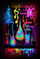 science and chemistry lab graffiti art design