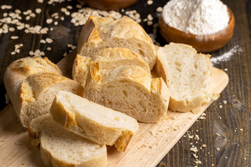Sliced wheat loaf of fresh bread