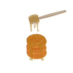 Yakgwa Traditional Cake Illustration Logo With Sesame And Honey Sprinkle
