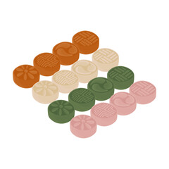 Dasik Korean traditional cake illustration logo