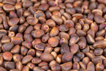 a bunch of pine nuts in the shell