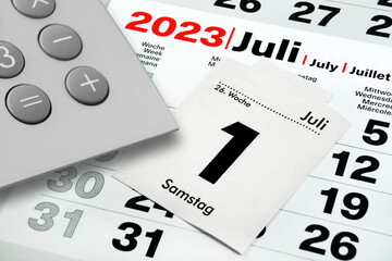 Deutscher Kalender 1. Juli 2023 Samstag und Rechner