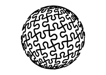 パズルの球体オブジェ。新しい惑星の区画整理。