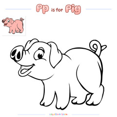 Coloring Page Pig Cartoon.