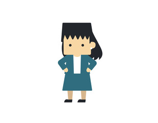 デフォルメ ビジネス人物イラスト 女性 ベクター デザイン キャラクター  